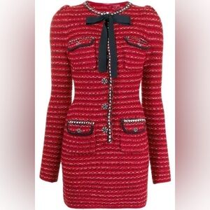 JESSICA BARA KASSANDRA LONG SLEEVE KNIT BOW MINI Dress Chanel Self-Portrait S